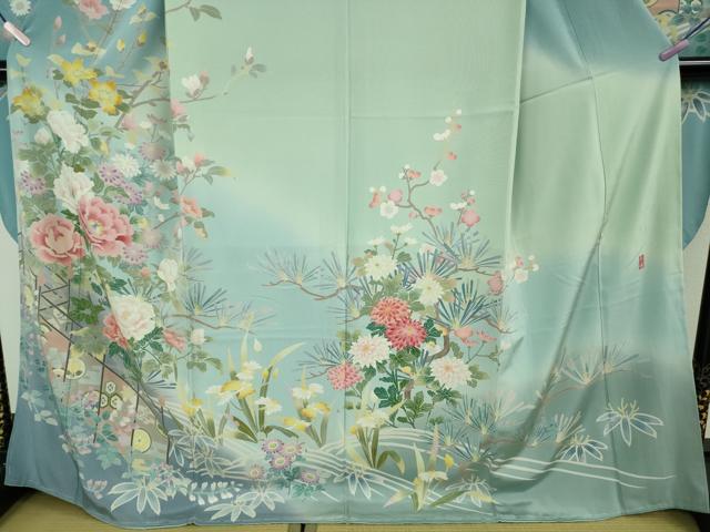 平和屋本店●極上　振袖　友禅　作家物　玉峰　吉祥花文　暈し染め　逸品　未使用　DZAB7650kh6