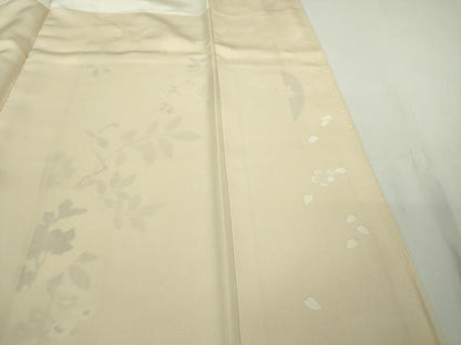 平和屋本店●極上　訪問着　駒刺繍　白鷺　光琳花文　浅黄色地　金彩　逸品　DZAB7653kh6