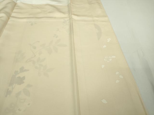 平和屋本店●極上　訪問着　駒刺繍　白鷺　光琳花文　浅黄色地　金彩　逸品　DZAB7653kh6