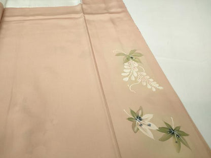 平和屋本店●極上　訪問着　手描き　作家物　花丸鳥文　枯色地　銀彩　逸品　DZAB7654kh6