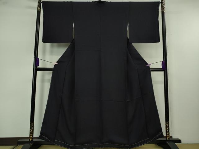 平和屋本店●極上　藍香房 阿波藍 天然灰汁発酵建藍下染無地 中西秀典　色無地　濃い鉄紺色　認定証・反端付き　逸品　未使用　DZAB7657kh6