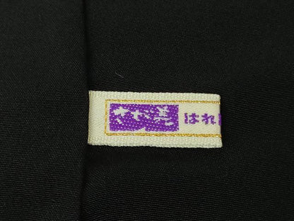 平和屋本店●極上　金彩友禅作家　桂友　訪問着　草花文　黒地　金彩　さが美扱い　ロング丈　逸品　未使用　DZAB7658kh6