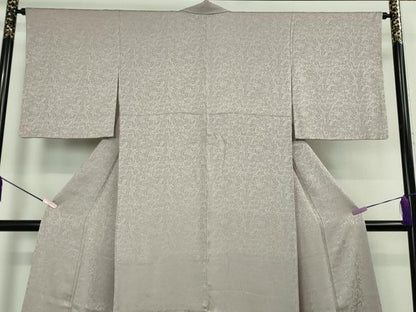 平和屋本店●極上　創業280年 誉田屋源兵衛　色無地　お召地　小石丸　鳳凰唐草地紋　薄梅鼠色　反端付き　鈴乃屋扱い　逸品　DZAB7660kh6