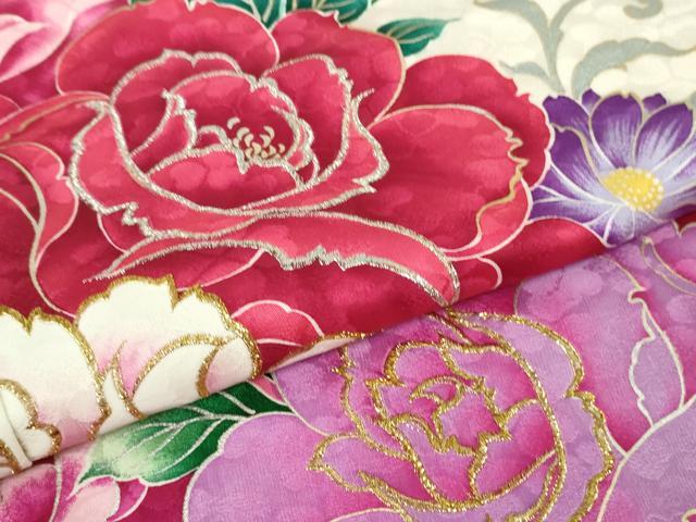 平和屋本店●極上　松田聖子　SEIKOMATSUDA　振袖　刺繍　薔薇　バラ　暈し染め　金銀彩　逸品　DZAB76621kh6