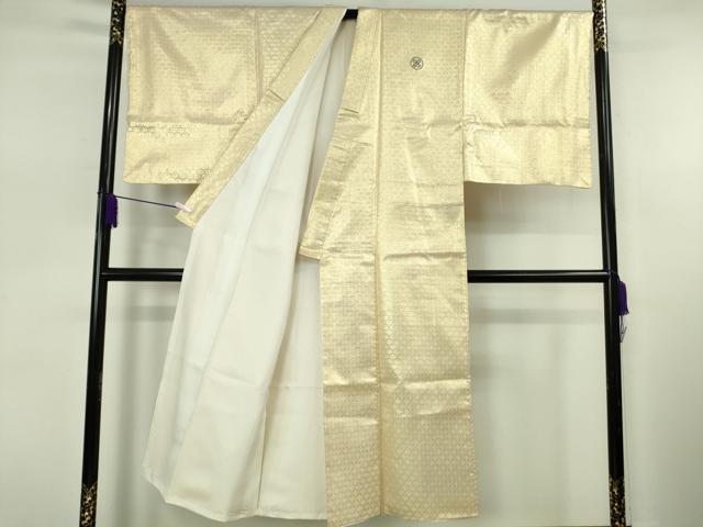平和屋着物●極上　男性　紋付き　長羽織セット　キングサイズ　舞台衣装　亀甲花文　金糸　逸品　DZAB7668kh6