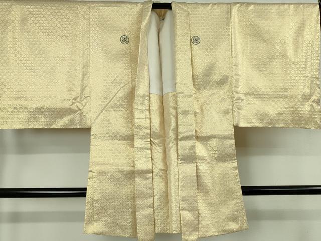 平和屋着物●極上　男性　紋付き　長羽織セット　キングサイズ　舞台衣装　亀甲花文　金糸　逸品　DZAB7668kh6