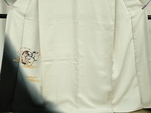 平和屋本店●極上　訪問着　お召地　手描き　風神雷神　暈し染め　金彩　逸品　未使用　DZAB7670kh6