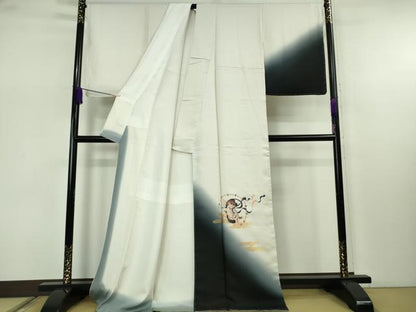 平和屋本店●極上　訪問着　お召地　手描き　風神雷神　暈し染め　金彩　逸品　未使用　DZAB7670kh6