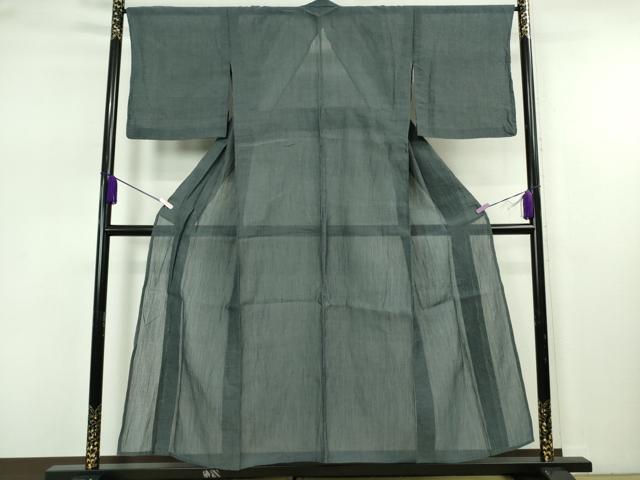 平和屋着物＊極上　夏物　本場小千谷ちぢみ　麻　色無地　鉄御納戸色　逸品　DZAB7674kh6