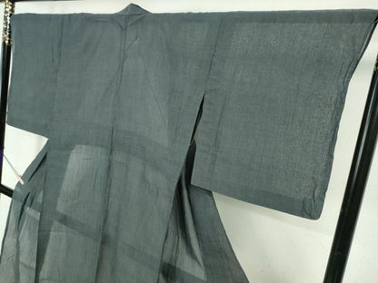 平和屋着物＊極上　夏物　本場小千谷ちぢみ　麻　色無地　鉄御納戸色　逸品　DZAB7674kh6