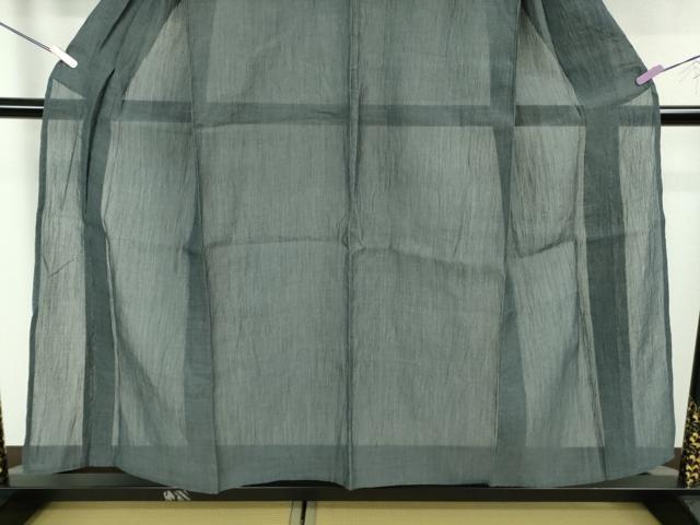 平和屋着物＊極上　夏物　本場小千谷ちぢみ　麻　色無地　鉄御納戸色　逸品　DZAB7674kh6
