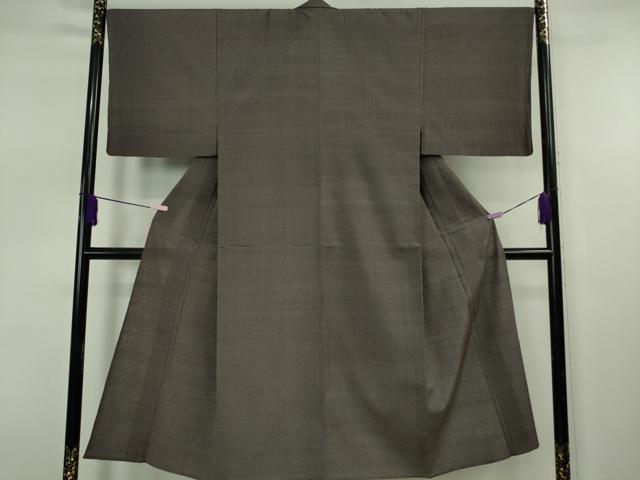 平和屋本店＊極上　夏物 男性 京都の和装業の老舗一門 千切屋 草林庵樋口 小千谷織物　縮紬　悠久　紅消鼠色　証紙付き　逸品　DZAB7675kh6