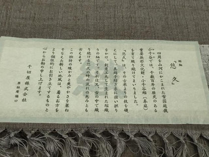 平和屋本店＊極上　夏物 男性 京都の和装業の老舗一門 千切屋 草林庵樋口 小千谷織物　縮紬　悠久　紅消鼠色　証紙付き　逸品　DZAB7675kh6