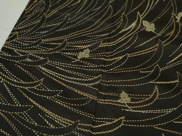 平和屋本店●極上　本場大島紬　訪問着　総刺繍　刺し子　乱菊　黒紅色地　逸品　DZAB7677kh6