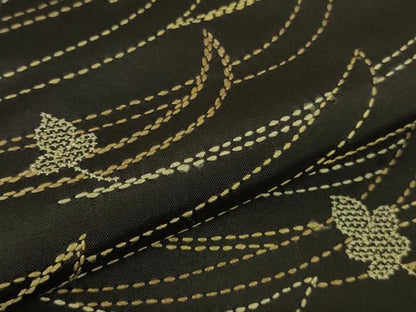 平和屋本店●極上　本場大島紬　訪問着　総刺繍　刺し子　乱菊　黒紅色地　逸品　DZAB7677kh6