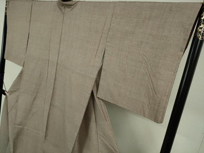 平和屋本店●極上　本場結城紬　重要無形文化財　100亀甲　総詰め　胡桃染色地　逸品　DZAB7679kh6