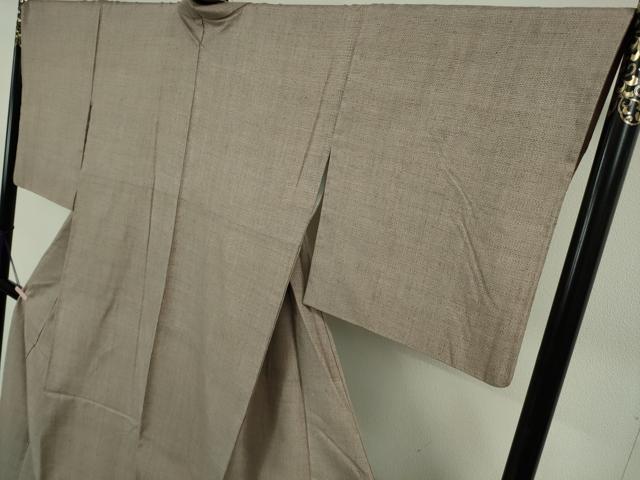 平和屋本店●極上　本場結城紬　重要無形文化財　100亀甲　総詰め　胡桃染色地　逸品　DZAB7679kh6