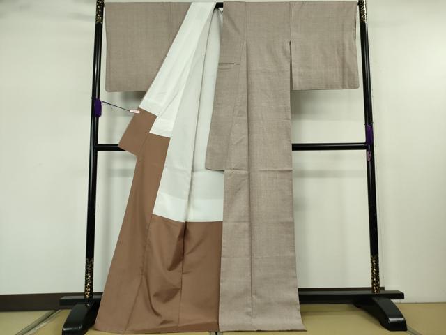 平和屋本店●極上　本場結城紬　重要無形文化財　100亀甲　総詰め　胡桃染色地　逸品　DZAB7679kh6