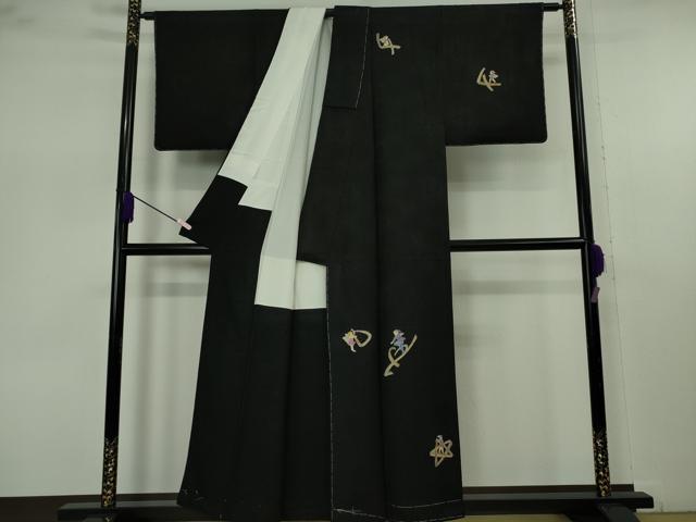 平和屋本店●極上　螺鈿工芸作家　佐野正喜　訪問着　天使　黒地　金彩　逸品　未使用　DZAB7680kh6