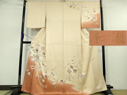 平和屋本店●極上　創業460年・千總　訪問着　枝橘　浅黄色地　暈し染め　金彩　高島屋扱い　反端付き　逸品　DZAB7684kh6