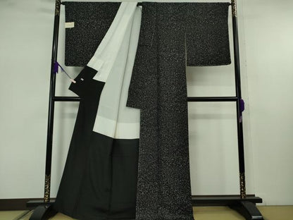 平和屋本店●極上　創業460年・千總　小紋　黒地　金彩　銀通し地　タグ付き　逸品　未使用　DZAB7687kh6