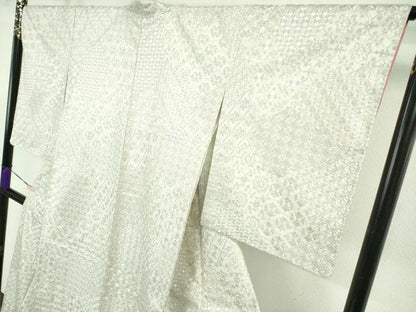 平和屋本店●極上　本場縞大島紬　白大島　総手刺繍　名物裂　逸品　DZAB7691kh6