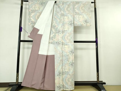 平和屋本店●極上　都喜ヱ門　本場大島紬　白大島　藤白泥　7マルキ　道長風光　藤絹織物謹製　証紙付き　逸品　DZAB7692kh6