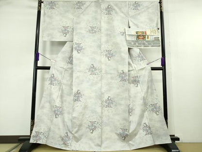 平和屋本店●極上　都喜ヱ門　本場大島紬　白大島　7マルキ　さわやかに舞う　藤絹織物謹製　証紙付き　逸品　未使用　DZAB7693kh6