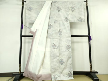 平和屋本店●極上　都喜ヱ門　本場大島紬　白大島　7マルキ　さわやかに舞う　藤絹織物謹製　証紙付き　逸品　未使用　DZAB7693kh6
