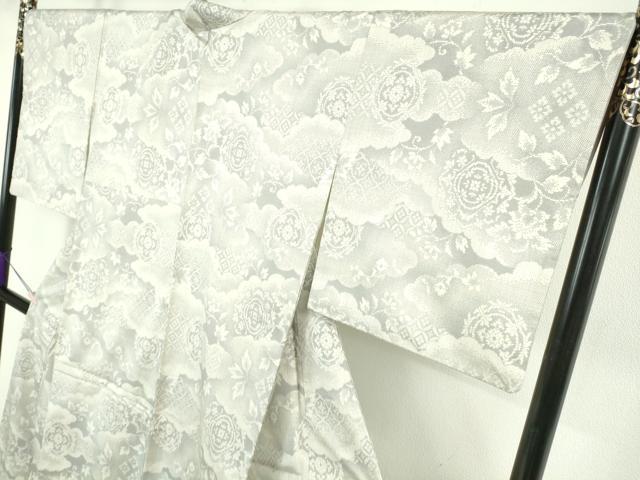 平和屋着物●極上　本場大島紬　白大島　9マルキ　雲取り花文　逸品　DZAB7694kh6