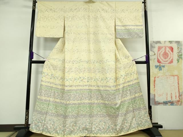 平和屋本店●極上　石川県指定無形文化財　牛首紬　白山工房　手織り　訪問着　作家物　草花文　逸品　DZAB7699kh6