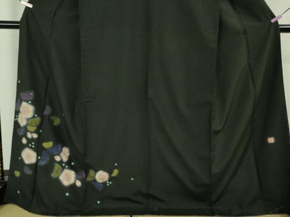 平和屋本店●極上　久保田一竹　幻の辻が花　色留訪問着　紬地　黒地　逸品　未使用　DZAB7704kh6