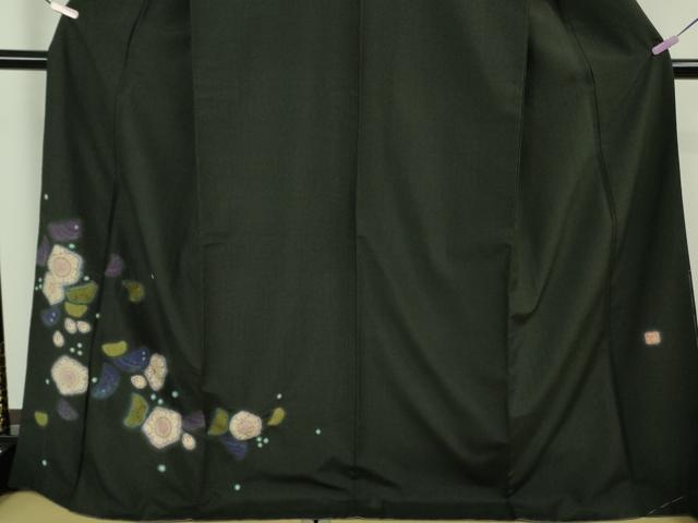 平和屋本店●極上　久保田一竹　幻の辻が花　色留訪問着　紬地　黒地　逸品　未使用　DZAB7704kh6
