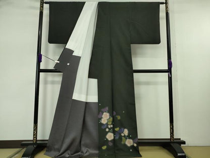 平和屋本店●極上　久保田一竹　幻の辻が花　色留訪問着　紬地　黒地　逸品　未使用　DZAB7704kh6
