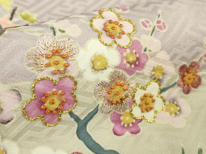 平和屋本店●極上　染刺工芸　大羊居　東京友禅　訪問着　刺繍　風景文　灰桜色地　金銀糸　逸品　DZAB7712kh6