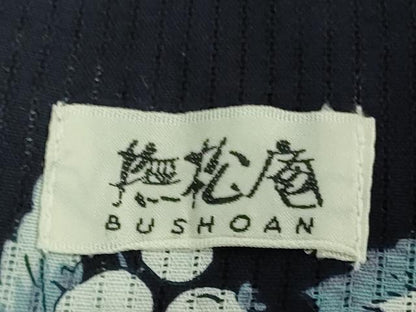 平和屋着物∴極上　撫松庵　浴衣　綿　綿絽　縦絽　洋花文　紺地　逸品　DZAB7716kh6