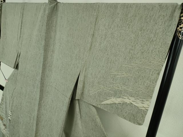 平和屋本店●極上 男性 創業200年・7代目永治屋清左衛門 訪問着 背抜き仕立て お召地 キングサイズ 灰汁色地 金糸 逸品 未使用 DZAB7717kh6