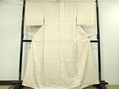 平和屋着物▽極上　BANKANわものや　色無地　単衣　花菱地紋　浅黄色　反端付き　逸品　未使用　DZAB7718kh6