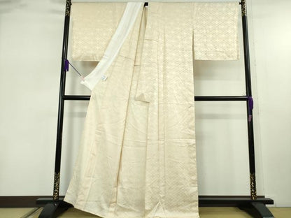 平和屋着物▽極上　BANKANわものや　色無地　単衣　花菱地紋　浅黄色　反端付き　逸品　未使用　DZAB7718kh6