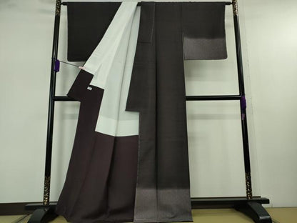 平和屋着物●極上　十日町 名門青柳謹製　赤城紬　訪問着　草木染　手座繰り　黒紅色地　証紙付き　逸品　未使用　DZAB7728kh6