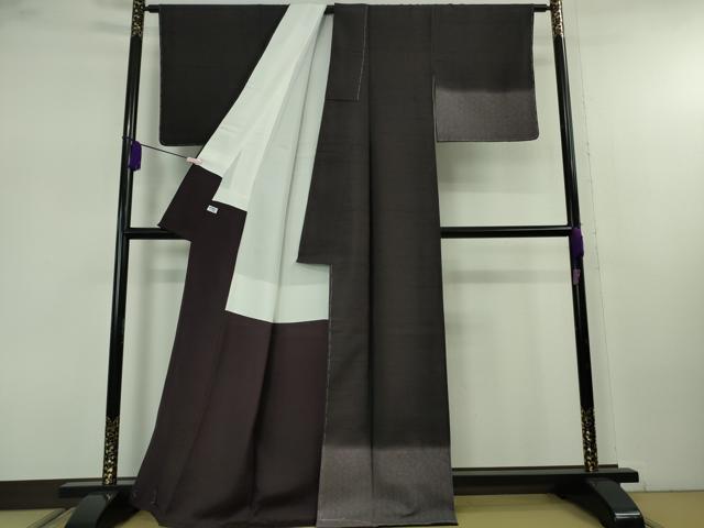 平和屋着物●極上　十日町 名門青柳謹製　赤城紬　訪問着　草木染　手座繰り　黒紅色地　証紙付き　逸品　未使用　DZAB7728kh6