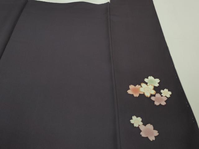 平和屋着物●極上　訪問着　舞桜　深紫色地　暈し染め　金彩　ロング丈　逸品　未使用　DZAB7729kh6