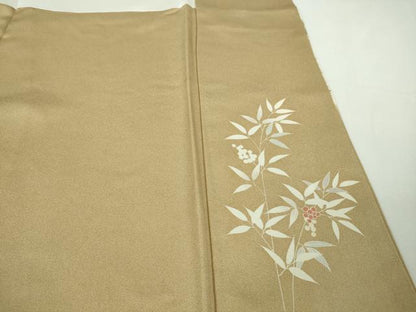 平和屋本店●極上　銀座きしや　訪問着　駒刺繍　冊子花文　枯色地　暈し染め　金彩　たとう紙付き　逸品　DZAB7730kh6