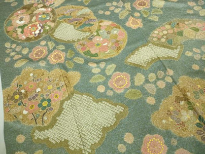 平和屋着物●極上　京友禅の第一人者　松井青々　訪問着　駒刺繍　地紙花文　金彩　逸品　DZAB7732kh6