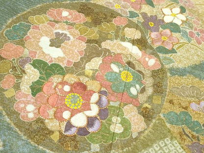 平和屋着物●極上　京友禅の第一人者　松井青々　訪問着　駒刺繍　地紙花文　金彩　逸品　DZAB7732kh6