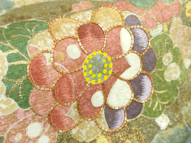 平和屋着物●極上　京友禅の第一人者　松井青々　訪問着　駒刺繍　地紙花文　金彩　逸品　DZAB7732kh6