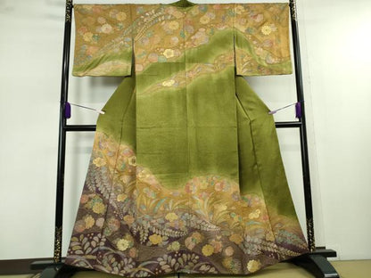 平和屋本店●極上　中国三大刺繍　スワトウ刺繍　汕頭刺繍　相良刺繍　訪問着　辻が花　暈し染め　金彩　金通し地　逸品　DZAB7733kh6