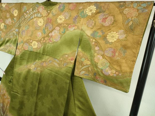 平和屋本店●極上　中国三大刺繍　スワトウ刺繍　汕頭刺繍　相良刺繍　訪問着　辻が花　暈し染め　金彩　金通し地　逸品　DZAB7733kh6