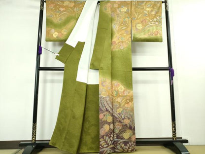 平和屋本店●極上　中国三大刺繍　スワトウ刺繍　汕頭刺繍　相良刺繍　訪問着　辻が花　暈し染め　金彩　金通し地　逸品　DZAB7733kh6