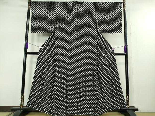 平和屋着物●極上　小紋　犬　黒地　逸品　未使用　DZAB7735kh6